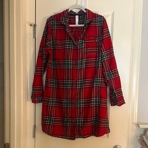 Stars Above Red Plaid Women's Sleep Shirt